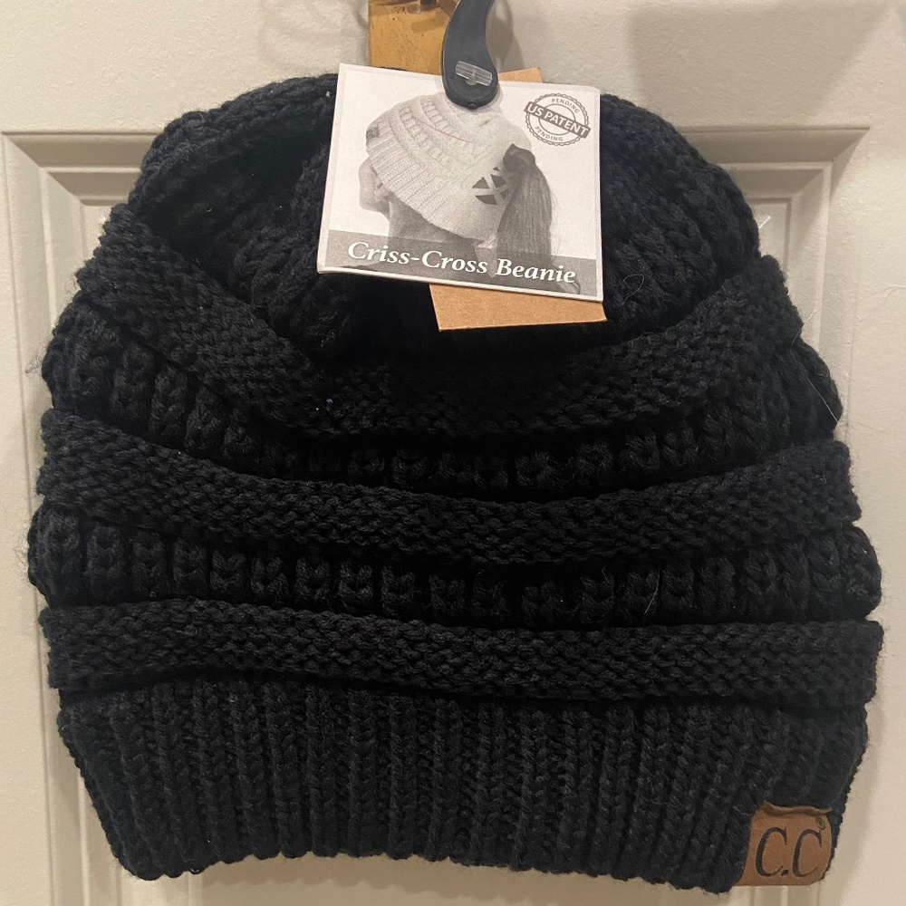 C.C. Criss-Cross Beanie Black NWT